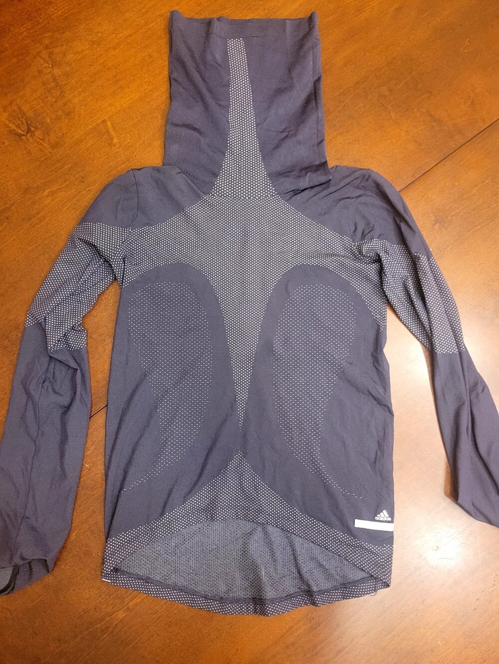 Stella McCartney Adidas Dark Navy Long-Sleeve Hoodie with Subtle Dot Pattern